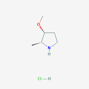 molecular formula C6H14ClNO B2729761 (2R,3R)-3-甲氧基-2-甲基吡咯啉;盐酸盐 CAS No. 2445749-79-9