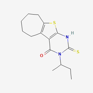 molecular formula C15H20N2OS2 B2729765 4-(Butan-2-yl)-5-sulfanyl-8-thia-4,6-diazatricyclo[7.5.0.0^{2,7}]tetradeca-1(9),2(7),5-trien-3-one CAS No. 750601-57-1