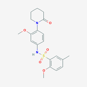 molecular formula C20H24N2O5S B2729771 2-methoxy-N-(3-methoxy-4-(2-oxopiperidin-1-yl)phenyl)-5-methylbenzenesulfonamide CAS No. 941983-01-3