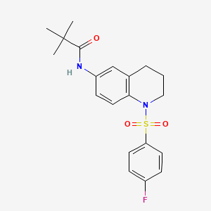 molecular formula C20H23FN2O3S B2729773 N-(1-((4-fluorophenyl)sulfonyl)-1,2,3,4-tetrahydroquinolin-6-yl)pivalamide CAS No. 941882-50-4