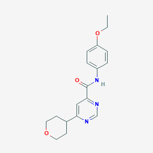 molecular formula C18H21N3O3 B2729775 N-(4-Ethoxyphenyl)-6-(oxan-4-yl)pyrimidine-4-carboxamide CAS No. 2415540-86-0