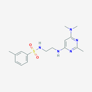 molecular formula C16H23N5O2S B2729779 N-(2-((6-(dimethylamino)-2-methylpyrimidin-4-yl)amino)ethyl)-3-methylbenzenesulfonamide CAS No. 1207053-27-7