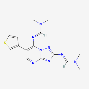 molecular formula C15H18N8S B2729780 (E)-N'-{7-[(E)-[(dimethylamino)methylidene]amino]-6-(thiophen-3-yl)-[1,2,4]triazolo[1,5-a]pyrimidin-2-yl}-N,N-dimethylmethanimidamide CAS No. 303145-87-1