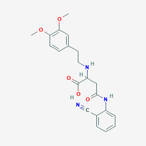molecular formula C21H23N3O5 B2729787 4-((2-Cyanophenyl)amino)-2-((3,4-dimethoxyphenethyl)amino)-4-oxobutanoic acid CAS No. 1047678-66-9