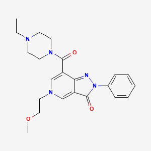 molecular formula C22H27N5O3 B2729788 7-(4-ethylpiperazine-1-carbonyl)-5-(2-methoxyethyl)-2-phenyl-2H-pyrazolo[4,3-c]pyridin-3(5H)-one CAS No. 1021020-19-8