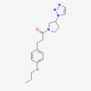 molecular formula C18H24N4O2 B2729798 1-(3-(1H-1,2,3-triazol-1-yl)pyrrolidin-1-yl)-3-(4-propoxyphenyl)propan-1-one CAS No. 1798537-99-1