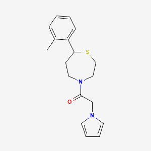 molecular formula C18H22N2OS B2729801 2-(1H-pyrrol-1-yl)-1-(7-(o-tolyl)-1,4-thiazepan-4-yl)ethanone CAS No. 1706221-23-9