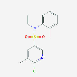 molecular formula C15H17ClN2O2S B2729802 6-氯-N-乙基-5-甲基-N-(2-甲基苯基)吡啶-3-磺酰胺 CAS No. 1825463-41-9
