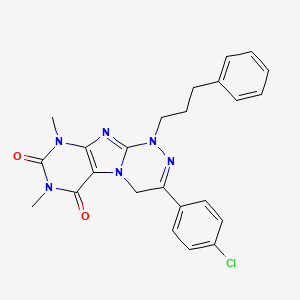 molecular formula C24H23ClN6O2 B2729803 3-(4-chlorophenyl)-7,9-dimethyl-1-(3-phenylpropyl)-7,9-dihydro-[1,2,4]triazino[3,4-f]purine-6,8(1H,4H)-dione CAS No. 898448-59-4