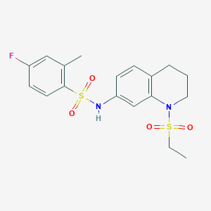 molecular formula C18H21FN2O4S2 B2729809 N-(1-(ethylsulfonyl)-1,2,3,4-tetrahydroquinolin-7-yl)-4-fluoro-2-methylbenzenesulfonamide CAS No. 946227-58-3