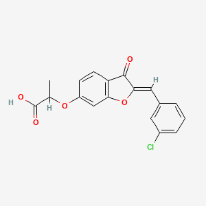 molecular formula C18H13ClO5 B2729818 (Z)-2-((2-(3-chlorobenzylidene)-3-oxo-2,3-dihydrobenzofuran-6-yl)oxy)propanoic acid CAS No. 890632-81-2