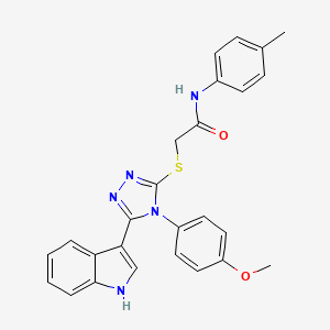 molecular formula C26H23N5O2S B2729826 2-((5-(1H-indol-3-yl)-4-(4-methoxyphenyl)-4H-1,2,4-triazol-3-yl)thio)-N-(p-tolyl)acetamide CAS No. 946377-66-8