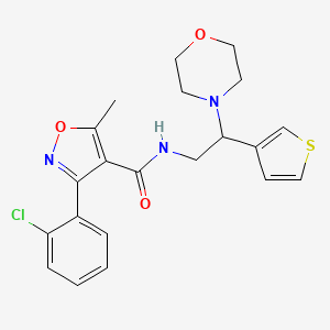 molecular formula C21H22ClN3O3S B2729839 3-(2-chlorophenyl)-5-methyl-N-(2-morpholino-2-(thiophen-3-yl)ethyl)isoxazole-4-carboxamide CAS No. 954648-01-2