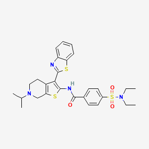 molecular formula C28H32N4O3S3 B2729844 N-[3-(1,3-苯并噻唑-2-基)-6-丙-2-基-5,7-二氢-4H-噻吩并[2,3-c]吡啶-2-基]-4-(二乙基磺酰)苯甲酰胺 CAS No. 449768-83-6