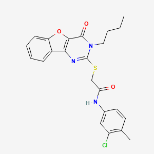 molecular formula C23H22ClN3O3S B2729849 2-[(3-butyl-4-oxo-3,4-dihydro[1]benzofuro[3,2-d]pyrimidin-2-yl)sulfanyl]-N-(3-chloro-4-methylphenyl)acetamide CAS No. 899982-08-2