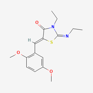 molecular formula C16H20N2O3S B2729850 (2Z,5Z)-5-(2,5-dimethoxybenzylidene)-3-ethyl-2-(ethylimino)thiazolidin-4-one CAS No. 868142-70-5
