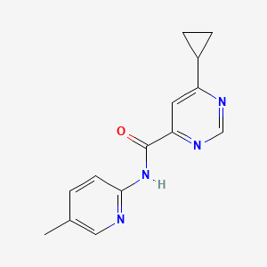 molecular formula C14H14N4O B2729879 6-Cyclopropyl-N-(5-methylpyridin-2-yl)pyrimidine-4-carboxamide CAS No. 2415555-73-4