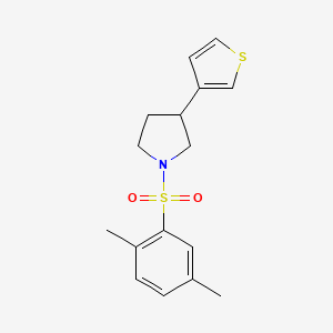 molecular formula C16H19NO2S2 B2729881 1-((2,5-Dimethylphenyl)sulfonyl)-3-(thiophen-3-yl)pyrrolidine CAS No. 2177366-46-8