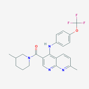 (7-Methyl-4-((4-(trifluoromethoxy)phenyl)amino)-1,8-naphthyridin-3-yl)(3-methylpiperidin-1-yl)methanone