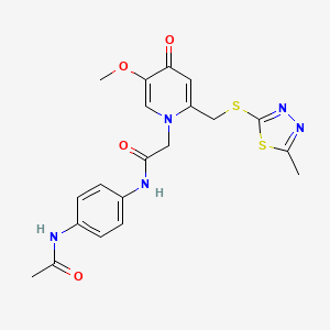 molecular formula C20H21N5O4S2 B2729892 N-(4-acetamidophenyl)-2-(5-methoxy-2-(((5-methyl-1,3,4-thiadiazol-2-yl)thio)methyl)-4-oxopyridin-1(4H)-yl)acetamide CAS No. 920407-59-6