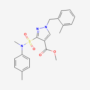 molecular formula C21H23N3O4S B2729895 甲酸甲酯 3-(N-甲基-N-(对甲苯基)磺酰基)-1-(2-甲基苯基)-1H-吡唑-4-甲酸酯 CAS No. 1251675-71-4