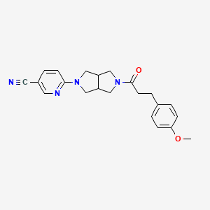 molecular formula C22H24N4O2 B2729896 6-(5-(3-(4-甲氧基苯基)丙酰)-1,3,3a,4,6,6a-六氢吡咯[3,4-c]吡咯-2-基)吡啶-3-甲腈 CAS No. 2415472-87-4