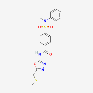 molecular formula C19H20N4O4S2 B2729899 4-[ethyl(phenyl)sulfamoyl]-N-[5-(methylsulfanylmethyl)-1,3,4-oxadiazol-2-yl]benzamide CAS No. 850936-48-0