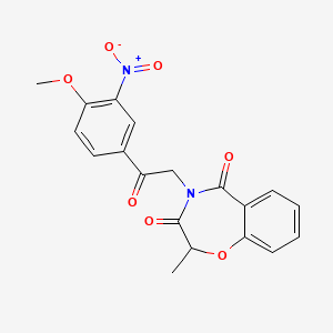 molecular formula C19H16N2O7 B2729903 4-(2-(4-methoxy-3-nitrophenyl)-2-oxoethyl)-2-methylbenzo[f][1,4]oxazepine-3,5(2H,4H)-dione CAS No. 895843-57-9