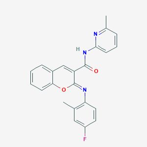 molecular formula C23H18FN3O2 B2729906 (2Z)-2-[(4-fluoro-2-methylphenyl)imino]-N-(6-methylpyridin-2-yl)-2H-chromene-3-carboxamide CAS No. 1327173-02-3