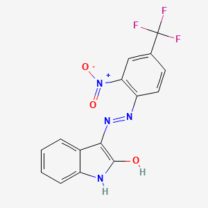 molecular formula C15H9F3N4O3 B2729908 (Z)-3-(2-(2-nitro-4-(trifluoromethyl)phenyl)hydrazono)indolin-2-one CAS No. 325480-13-5