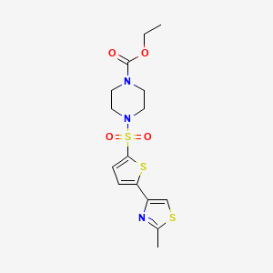 molecular formula C15H19N3O4S3 B2729923 乙酸-4-((5-(2-甲基噻唑-4-基)噻吩-2-基)磺酰基)哌嗪-1-羧酸乙酯 CAS No. 940992-70-1