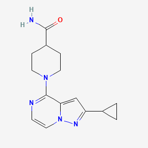 molecular formula C15H19N5O B2729925 1-(2-Cyclopropylpyrazolo[1,5-a]pyrazin-4-yl)piperidine-4-carboxamide CAS No. 2415622-12-5