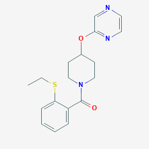 molecular formula C18H21N3O2S B2729928 (2-(Ethylthio)phenyl)(4-(pyrazin-2-yloxy)piperidin-1-yl)methanone CAS No. 1448137-24-3