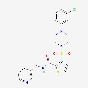 molecular formula C21H21ClN4O3S2 B2729932 3-{[4-(3-chlorophenyl)piperazin-1-yl]sulfonyl}-N-(pyridin-3-ylmethyl)thiophene-2-carboxamide CAS No. 1207027-87-9