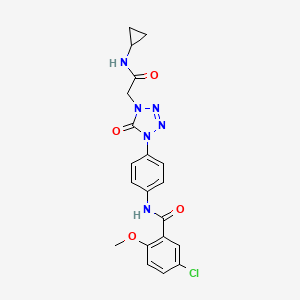 molecular formula C20H19ClN6O4 B2729934 5-chloro-N-(4-(4-(2-(cyclopropylamino)-2-oxoethyl)-5-oxo-4,5-dihydro-1H-tetrazol-1-yl)phenyl)-2-methoxybenzamide CAS No. 1396792-29-2