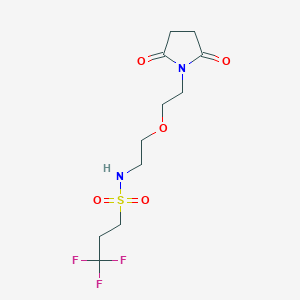 molecular formula C11H17F3N2O5S B2729942 N-(2-(2-(2,5-二氧代吡咯烷-1-基)乙氧基)乙基)-3,3,3-三氟丙烷-1-磺酰胺 CAS No. 2309554-26-3