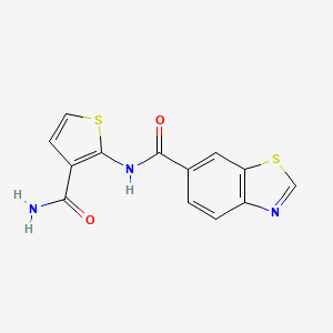 molecular formula C13H9N3O2S2 B2729943 N-(3-carbamoylthiophen-2-yl)-1,3-benzothiazole-6-carboxamide CAS No. 864941-15-1