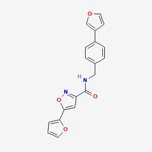 molecular formula C19H14N2O4 B2729951 5-(furan-2-yl)-N-{[4-(furan-3-yl)phenyl]methyl}-1,2-oxazole-3-carboxamide CAS No. 2097933-76-9