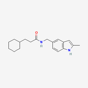 molecular formula C19H26N2O B2729961 3-cyclohexyl-N-((2-methyl-1H-indol-5-yl)methyl)propanamide CAS No. 852136-16-4