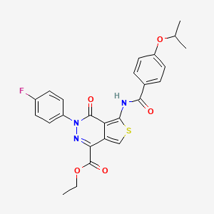 Ethyl 3-(4-fluorophenyl)-4-oxo-5-[(4-propan-2-yloxybenzoyl)amino]thieno[3,4-d]pyridazine-1-carboxylate