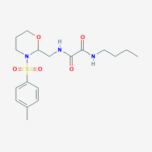 molecular formula C18H27N3O5S B2729968 N1-丁基-N2-((3-对甲苯磺酰-1,3-噁唑环己烷-2-基)甲基)草酰胺 CAS No. 872862-63-0