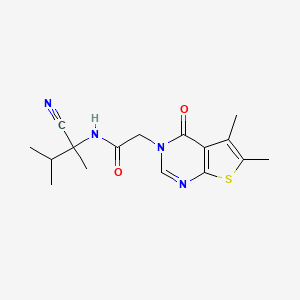molecular formula C16H20N4O2S B2729970 N-(1-cyano-1,2-dimethylpropyl)-2-{5,6-dimethyl-4-oxo-3H,4H-thieno[2,3-d]pyrimidin-3-yl}acetamide CAS No. 1090714-14-9
