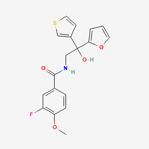 molecular formula C18H16FNO4S B2729973 3-氟-N-(2-(呋喃-2-基)-2-羟基-2-(噻吩-3-基)乙基)-4-甲氧基苯甲酰胺 CAS No. 2034261-16-8