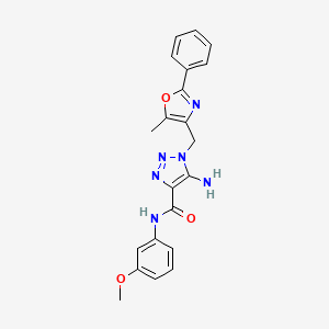 molecular formula C21H20N6O3 B2729987 5-amino-N-(3-methoxyphenyl)-1-[(5-methyl-2-phenyl-1,3-oxazol-4-yl)methyl]-1H-1,2,3-triazole-4-carboxamide CAS No. 1112371-18-2
