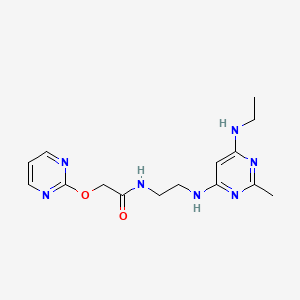molecular formula C15H21N7O2 B2729994 N-(2-((6-(ethylamino)-2-methylpyrimidin-4-yl)amino)ethyl)-2-(pyrimidin-2-yloxy)acetamide CAS No. 1257553-47-1