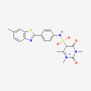 molecular formula C21H20N4O4S2 B2729996 1,3,6-三甲基-N-[4-(6-甲基-1,3-苯并噻唑-2-基)苯基]-2,4-二氧代-1,2,3,4-四氢嘧啶-5-磺酰胺 CAS No. 893343-84-5