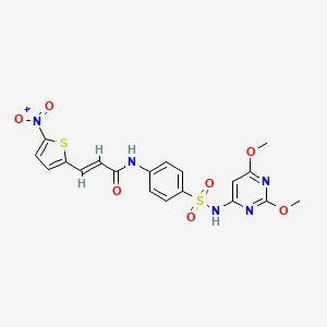 molecular formula C19H17N5O7S2 B2730000 (E)-N-(4-(N-(2,6-dimethoxypyrimidin-4-yl)sulfamoyl)phenyl)-3-(5-nitrothiophen-2-yl)acrylamide CAS No. 428847-82-9