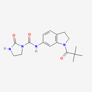 molecular formula C17H22N4O3 B2730010 2-氧代-N-(1-戊酰基吲哚-6-基)咪唑啉-1-羧酰胺 CAS No. 1448134-32-4