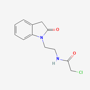 molecular formula C12H13ClN2O2 B2730012 2-Chloro-N-[2-(2-oxo-3H-indol-1-yl)ethyl]acetamide CAS No. 2411318-56-2