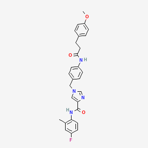 molecular formula C28H27FN4O3 B2730016 N-(4-fluoro-2-methylphenyl)-1-(4-(3-(4-methoxyphenyl)propanamido)benzyl)-1H-imidazole-4-carboxamide CAS No. 1251623-29-6